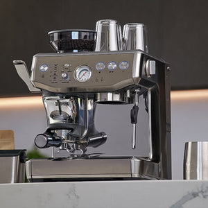Sage The Barista Express Impress (Brushed Stainless Steel) - Small Batch Coffee Roasters Lifestyle Photo