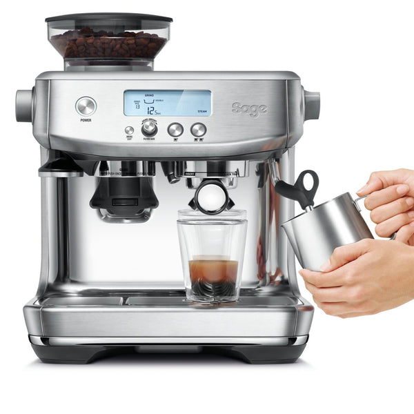 Sage Barista Pro (Brushed Stainless Steel) - Small Batch Coffee Roasters - Steaming Milk