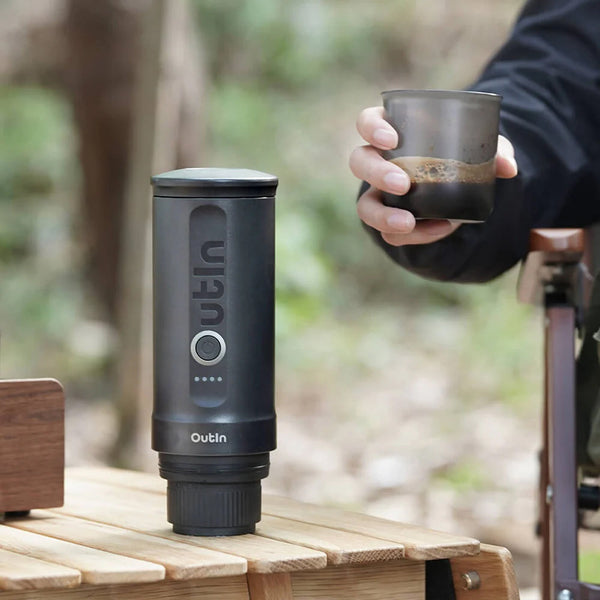 OutIn Nano Portable Espresso Machine (Space Grey) for camping trips
