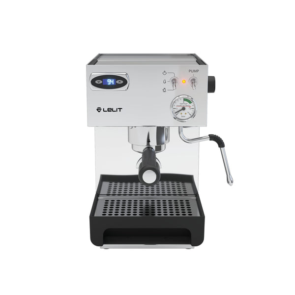 Espresso machine with Lelit branding on a white background