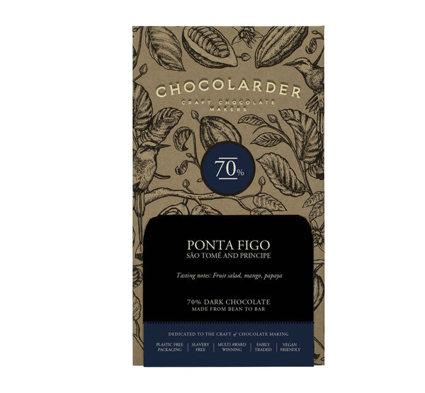 Chocolarder Ponta Figo Dark Chocolate bar featuring tropical fruit salad tasting notes.