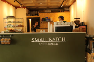 The counter at Small Batch Coffee Roasters' Queens Road cafe in Brighton